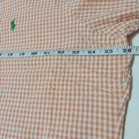 Ralph Lauren shirt Mens XL orange gingham short sleeve button up Classic Fit - Picture 6 of 7